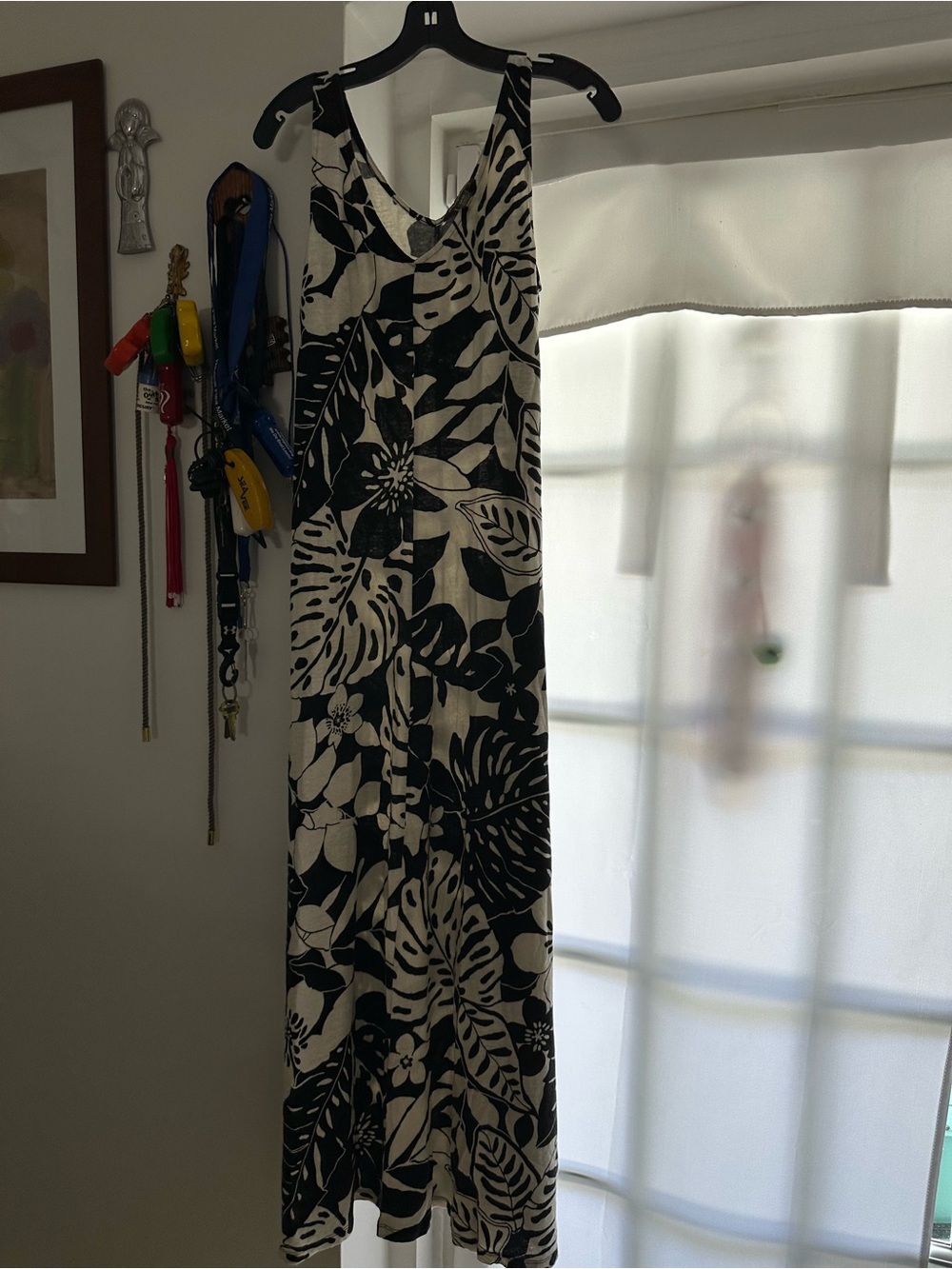 Tommy Bahama Black and White Tropical Floral Maxi Dress